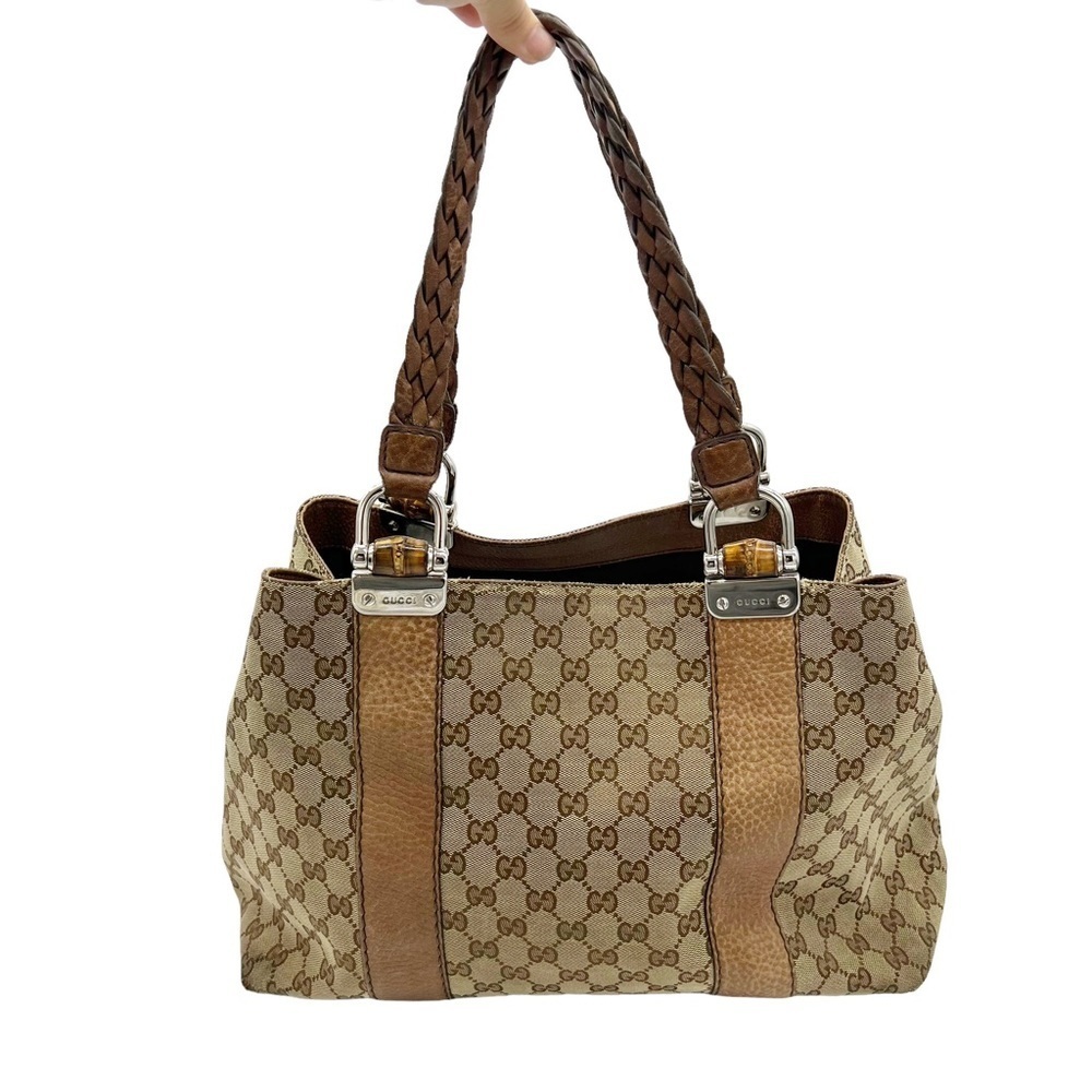Gucci Tan and Brown Monogram Shoulder Bag